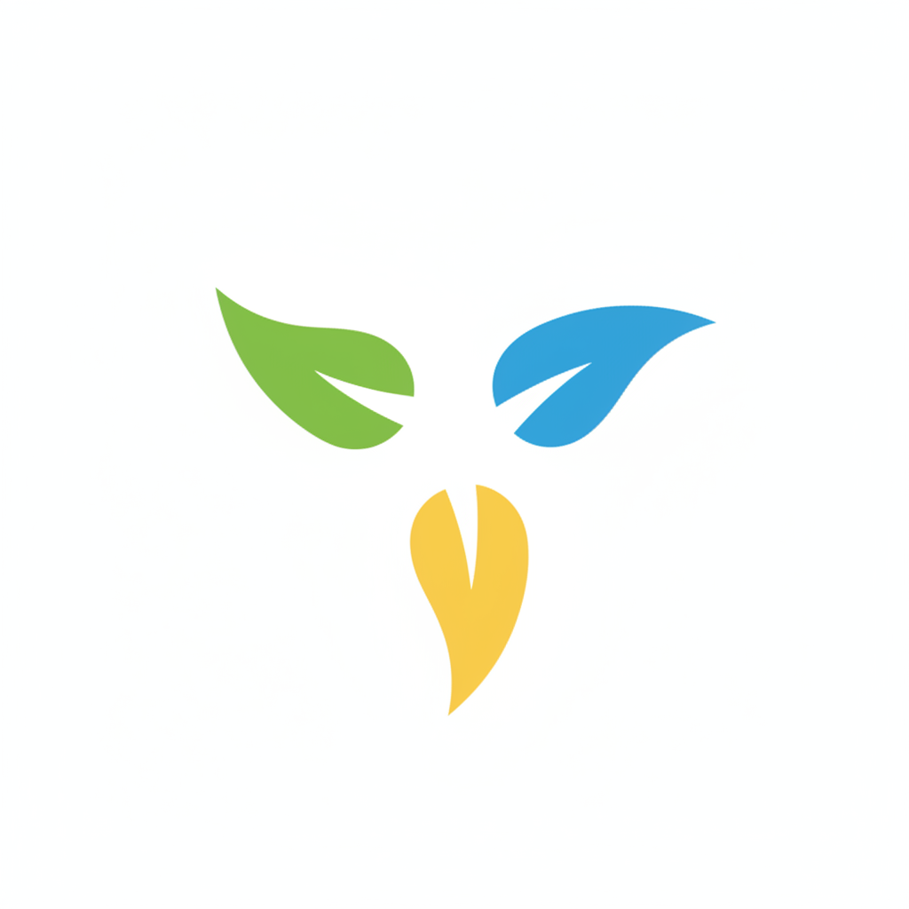 Logo meenutav kolmikleht roheline sinine kollane